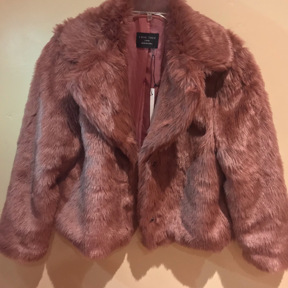 Love Tree Mauve Faux Fur Jacket.